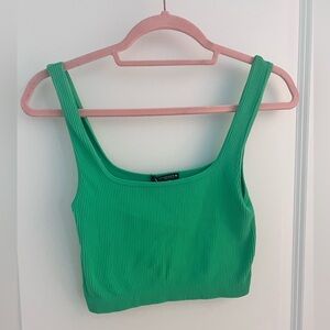 Zara Green Ribbed Crop Top Size M-L